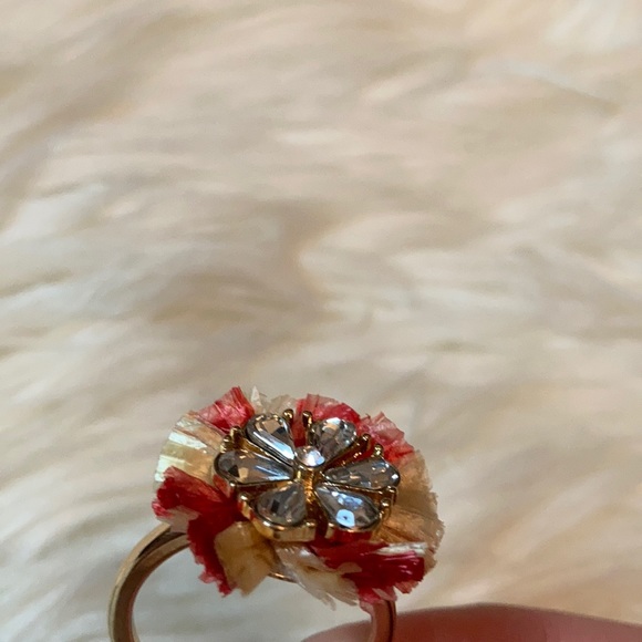 NWT Cato gold red color paper flower statement ring costume jewelry floral ring - Picture 8 of 16